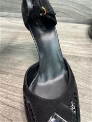 Gucci Black Leather & Suede Platform Mary Jane Heels Size 11